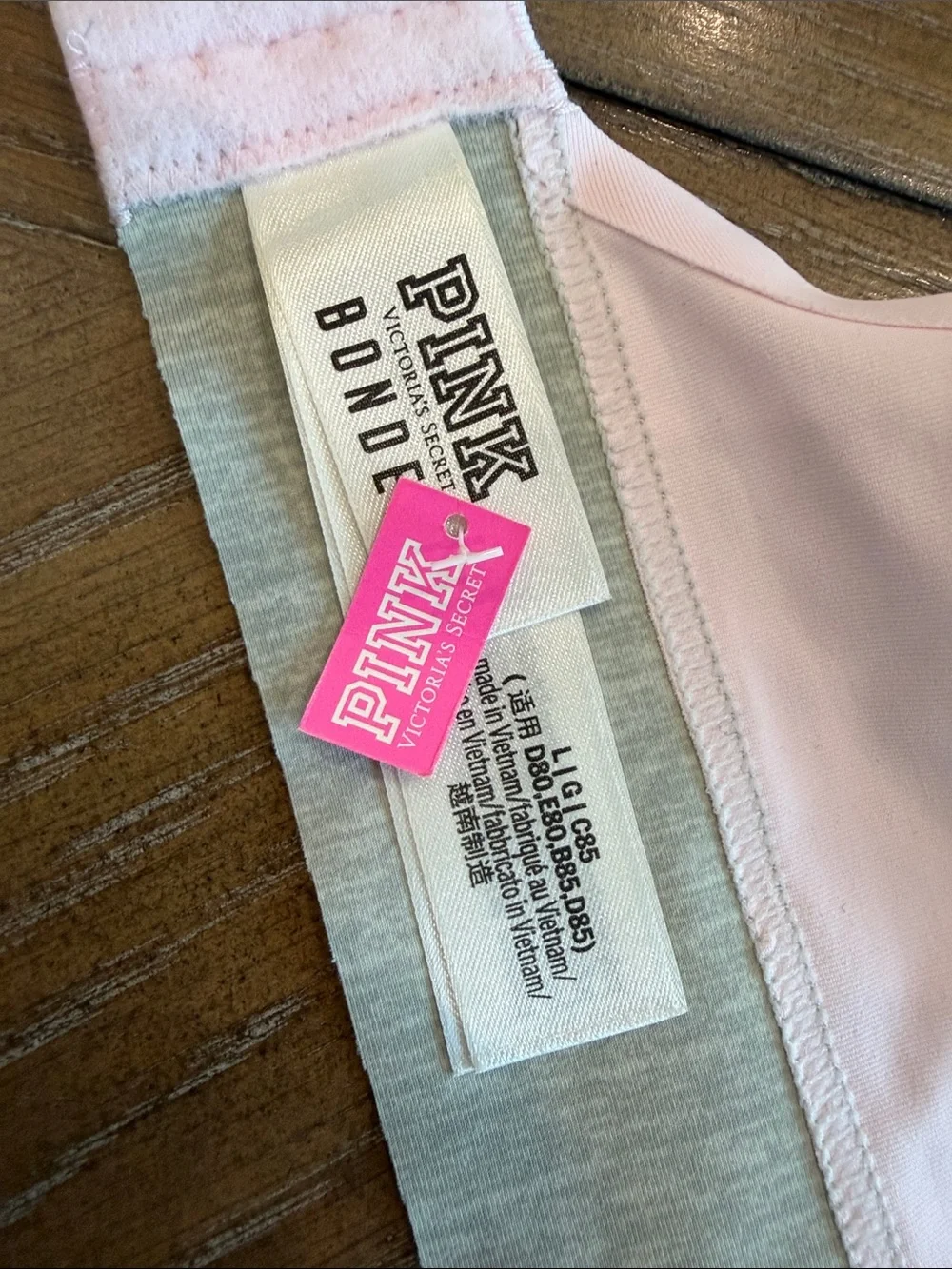 PINK Victoria's Secret Pale Pink Push-Up Bralette with Heathered Band